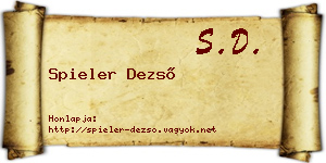 Spieler Dezső névjegykártya